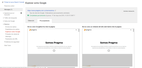 explorar como google search console-pragma.png  Sección explorar como Google Pragma